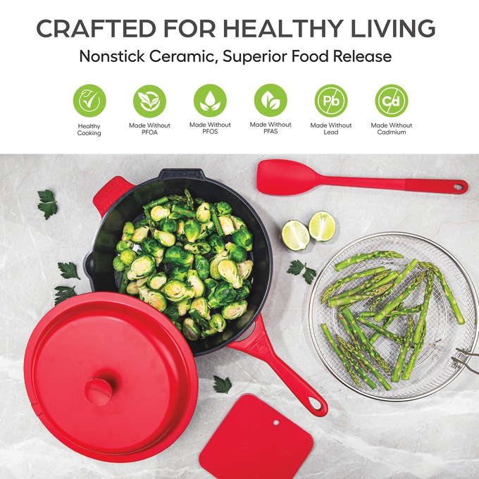 Granitestone 10" Zuka Pan, Red, large