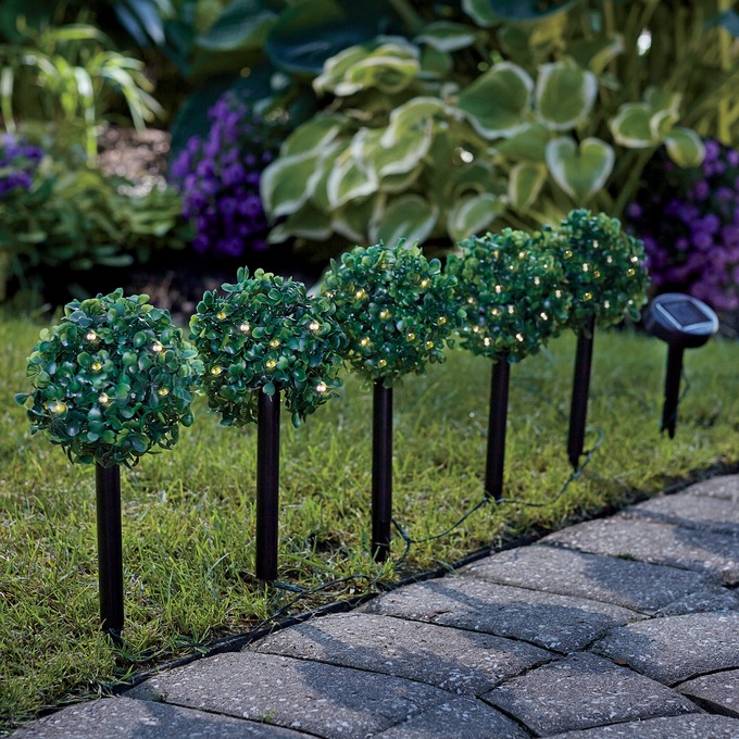 Set of 5 Solar Topiary Stakes, , large