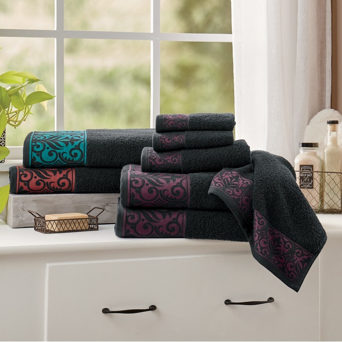 6-Piece Color Connection Damask Towel Set, , large