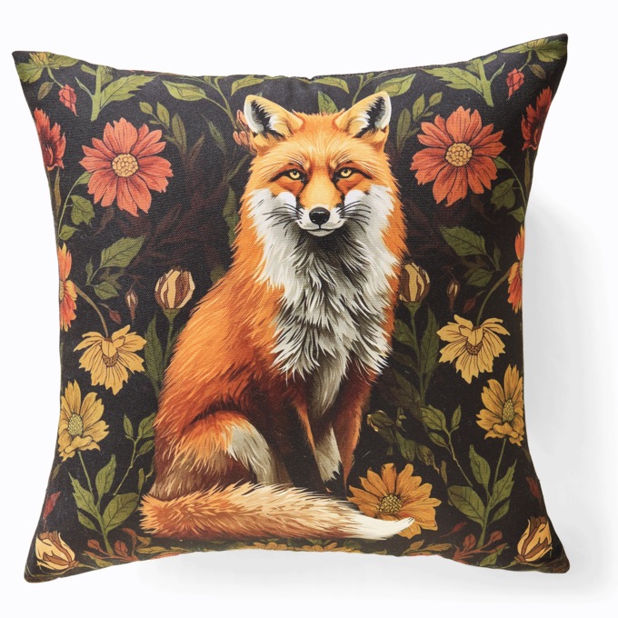 Fall Fox Decorative Accent Pillow, Black, large