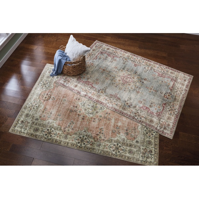 Lennox Machine Washable Distressed Area Rug with Nonslip Back, , large