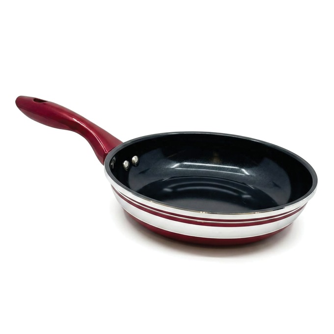 Chef Tested 8-Piece Ceramic Banded Cookware Set by Wards, Red, large