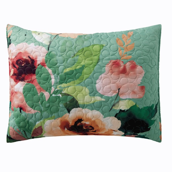 Cleo Teal Floral Sham, , large