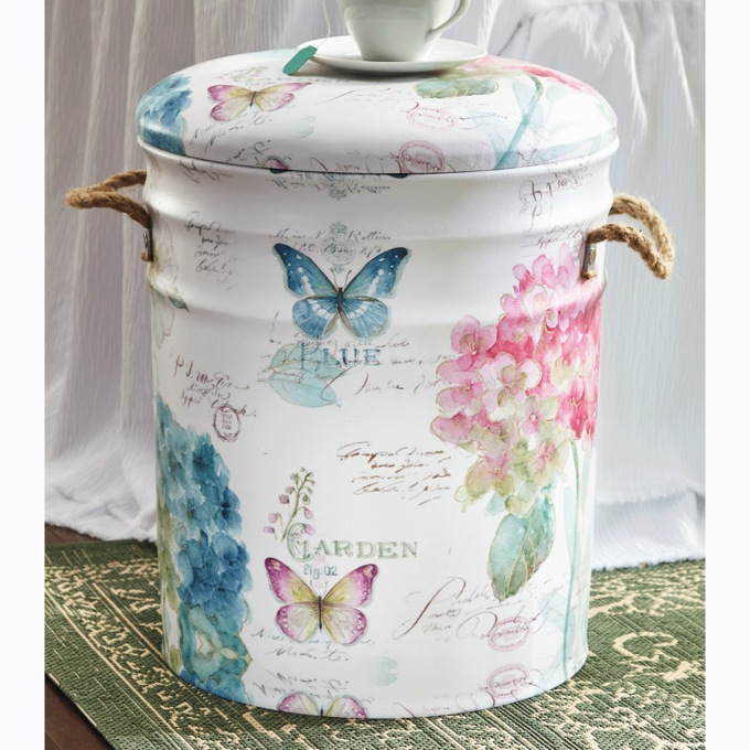 Hydrangea Butterfly Storage Stool, , large