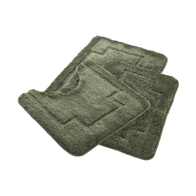 3-piece Serene Bath Mat Set, Olive, large