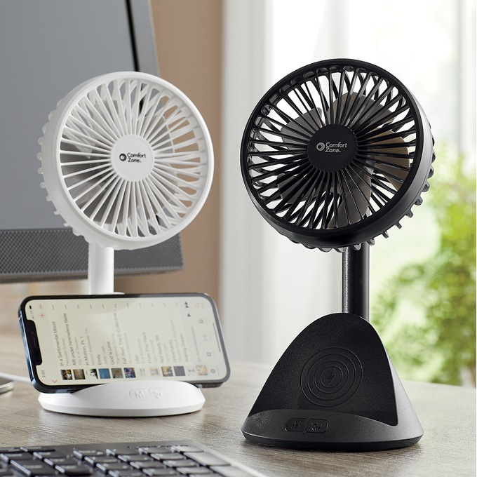 Comfort Zone 4" Rechargeable Personal Fan, , large