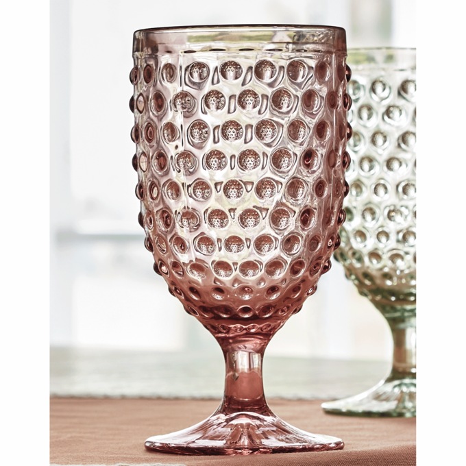 Set of 4 Martha Stewart Hobnail Goblets, Pink, large