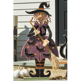 Chunky Wood Cutouts Lit Witch, , large