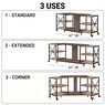 Expandable Rotatable Powered TV Stand, Brown, large