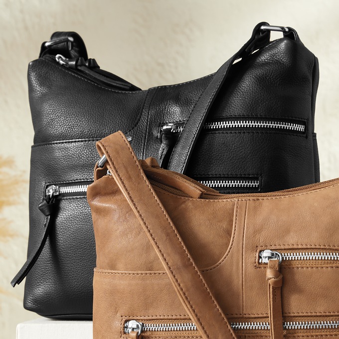 Leather Tote, Black, large