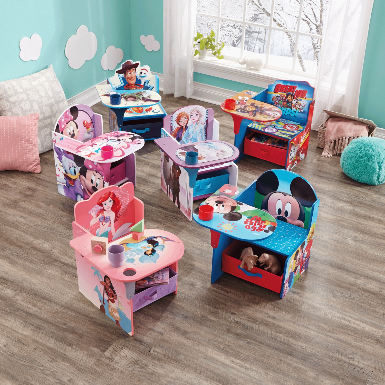 Disney minnie mouse chair desk with storage bin top