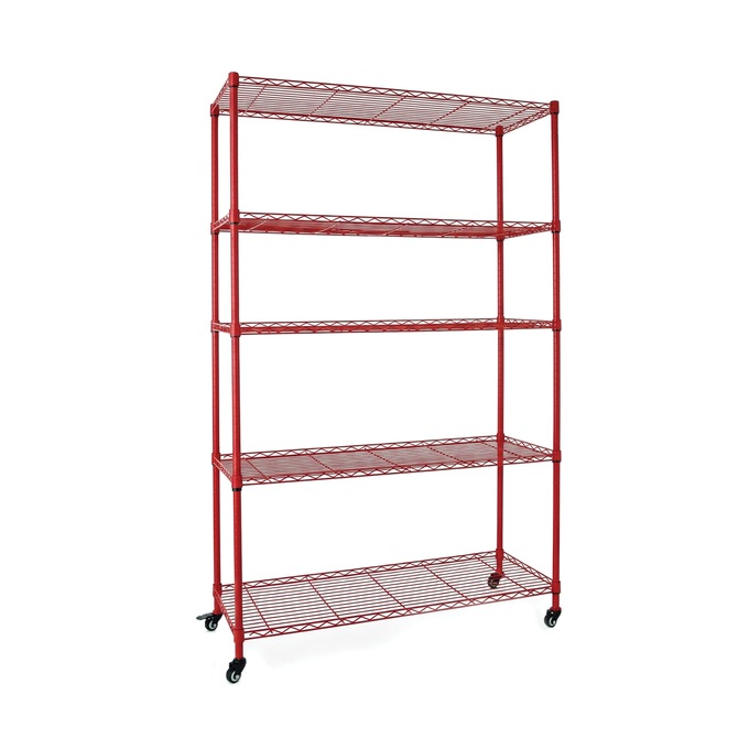 Wide 5-Tier Rolling Metal Wire Storage Rack with Wheels, , large