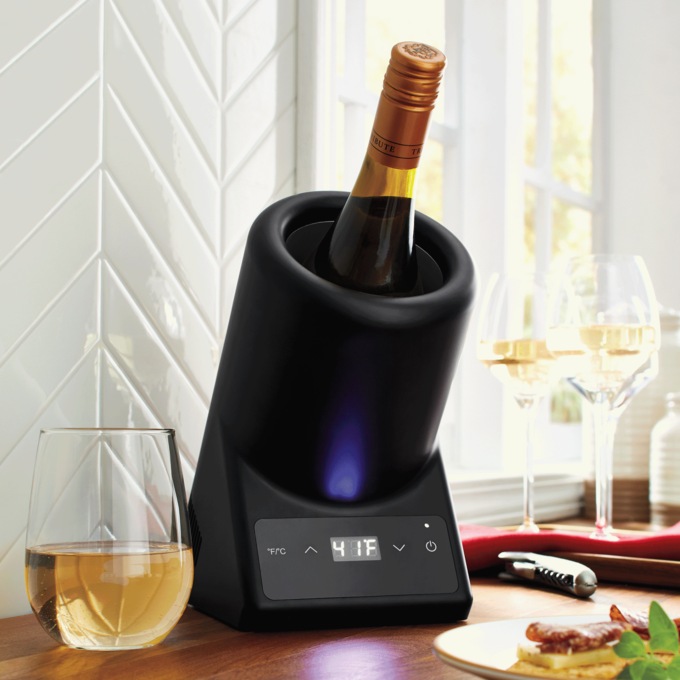 Electric Wine Bottle Chiller, Black, large