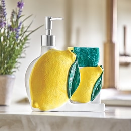 Lemon Soap Pump and Sponge Holder, , large