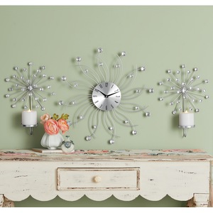 Buy Both Gem Sparkle Wall Clock and 2 Sconces, , large