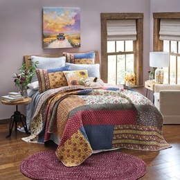 Mabel Eclectic Patchwork Oversized Quilt and Coordinating Sham, , large