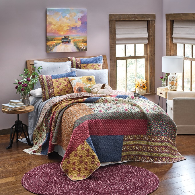 Mabel Eclectic Patchwork Quilted Standard Sham, Multi, large