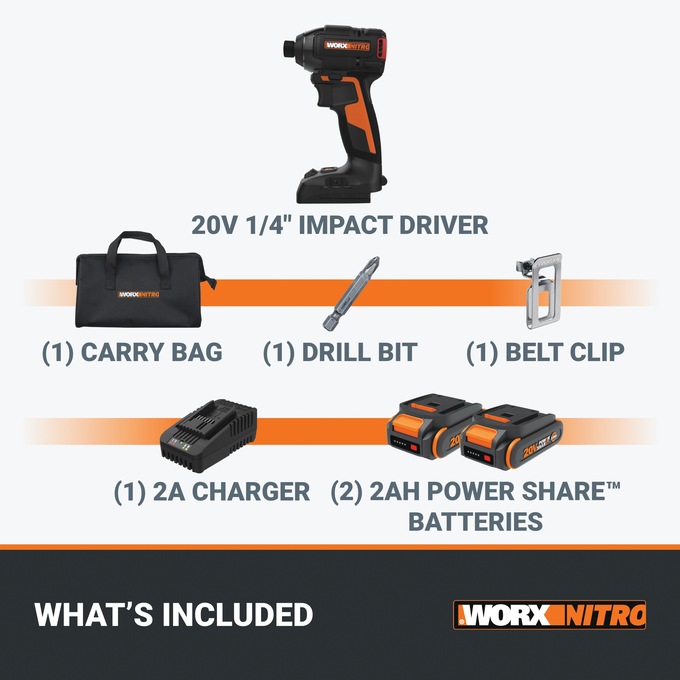 Worx 20V Brushless Impact Driver, , large