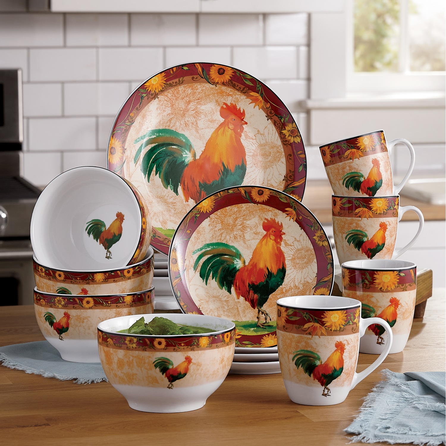 16Piece Golden Rooster Dinnerware Set Ginny's