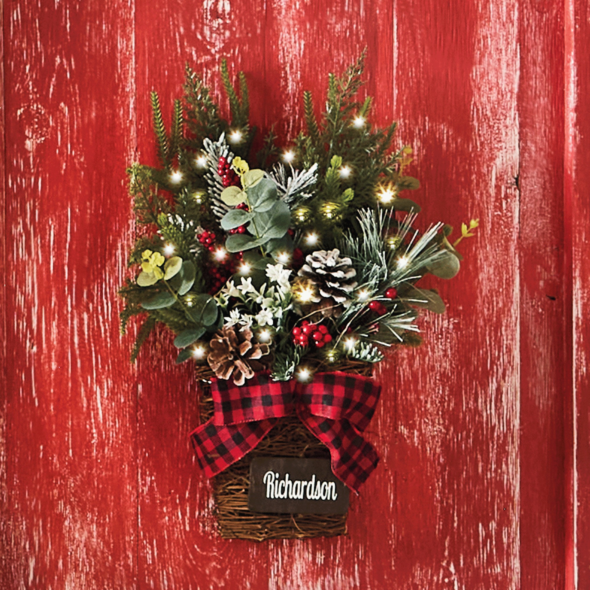 Lit Mixed Christmas Florals in Basket, , large