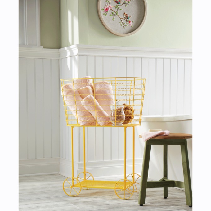 Vintage Rolling Laundry Cart, , large
