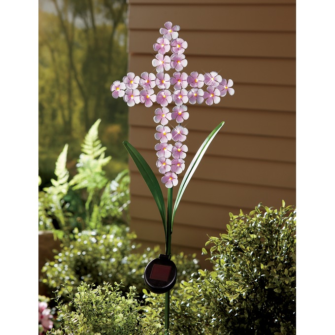 Solar Metal Cross Garden Stake, , large