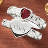 Personalized Name Birthstone Heart 2-Piece Ring Set, , large