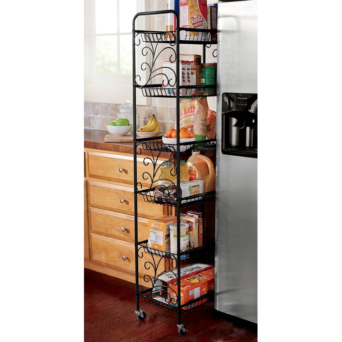 Scroll 6-Tier Rolling or Standing Shelves, , large