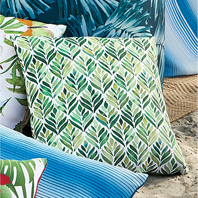 Outdoor Pillow, Geo Green Botanical, large