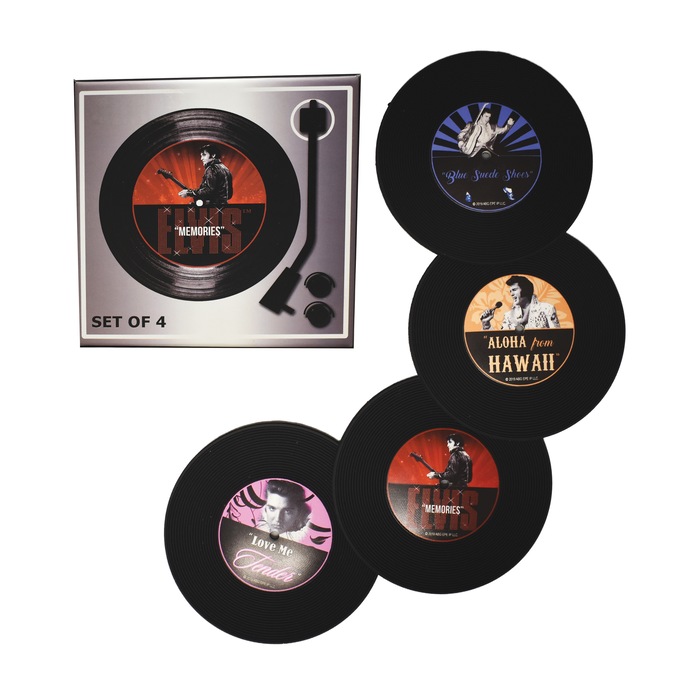 Set of 4 Elvis Coasters, Multi, large
