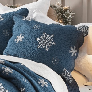 Embroidered Snowflake Sham, , large
