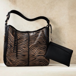 2-Piece Animal-Print Handbag &amp; Pouch Set for Women, , large