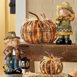Set of 2 Resin Scarecrows, , large