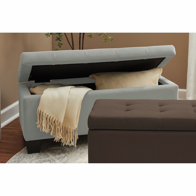 Plush Storage Ottoman, , large