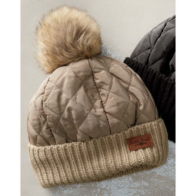 Britt’s Knits Quilted Puffer Beanie, , large