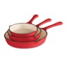 3-Piece Enameled Cast Iron Skillet Set, Delicious Red, large