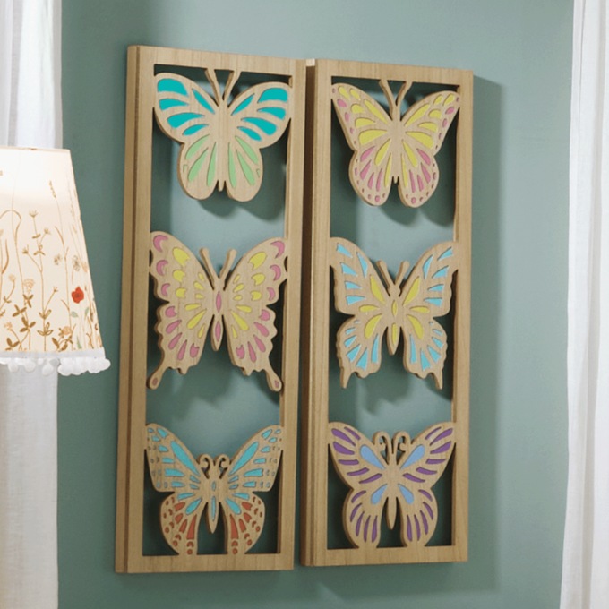 Set of 2 Butterfly Wall Art, , large