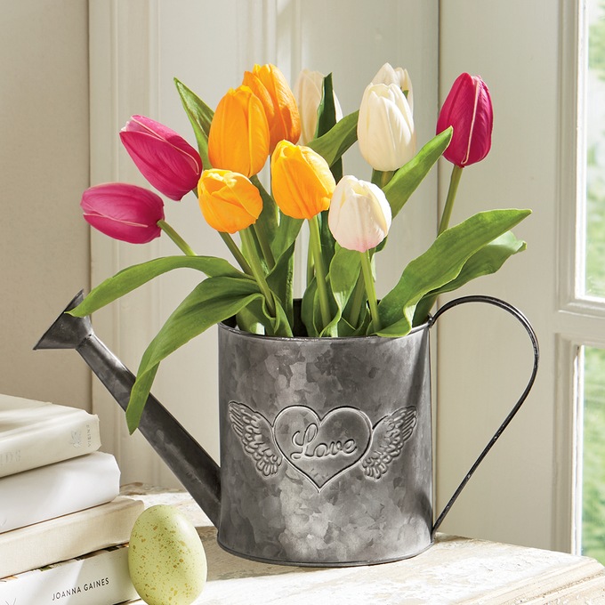 Decorative Watering Can Tulips Décor, , large
