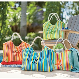 Personalized Striped Tote, , large