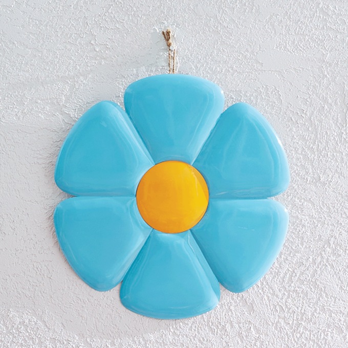 Retro Flower Wall Art, Blue, large