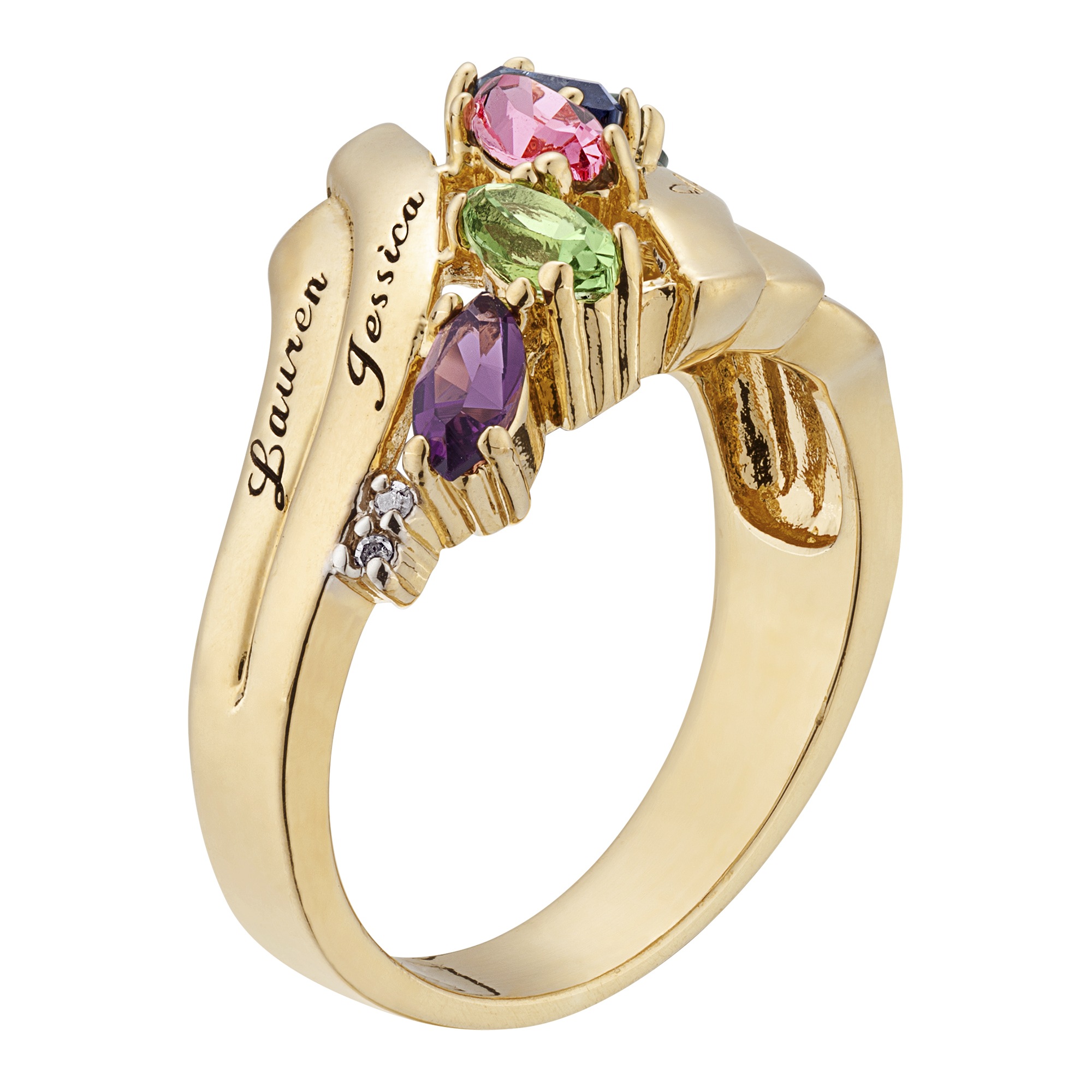 Marquis Magic Family Name and Birthstone Ring, Goldtone, large