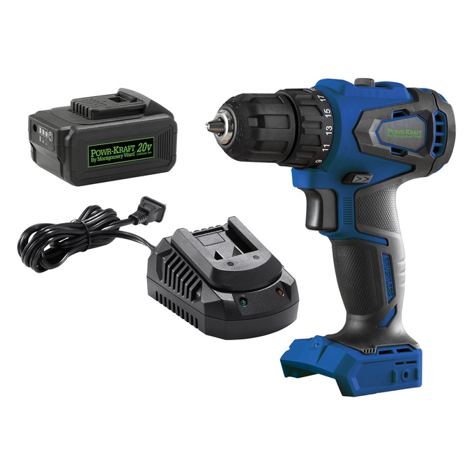 Bundle and Save Pack: Powr-Kraft 20V Cordless Drill with 4.0Ah Lithium-Ion Battery & Charger by Montgomery Ward, , large