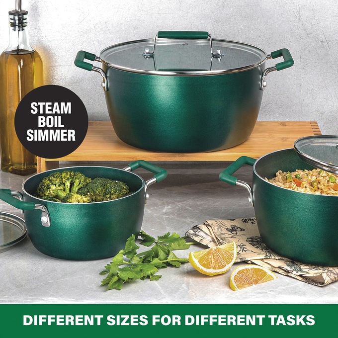 Granitestone Diamond 6-Piece Nesting Pot Set, Green, large