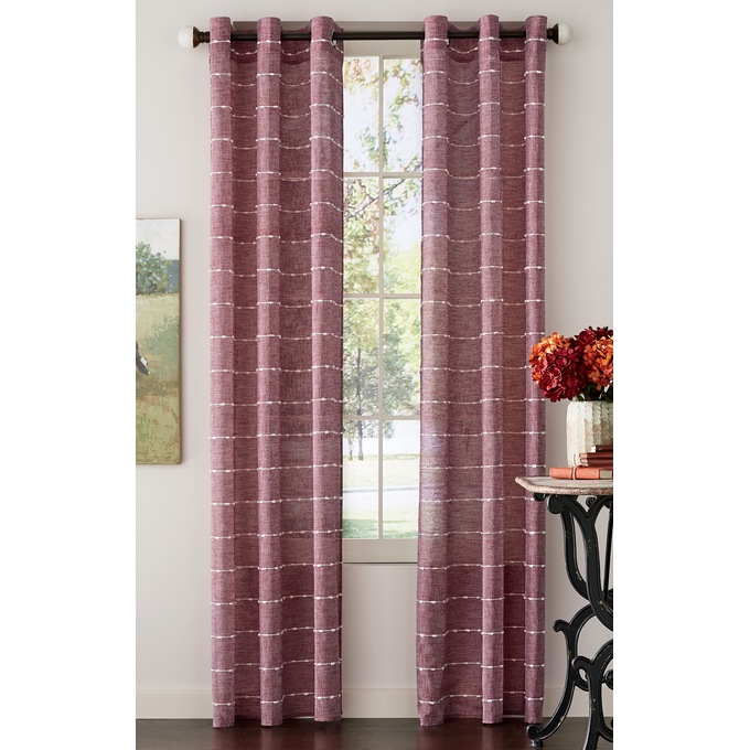 Lara Stripe Faux-Linen Panel, , large