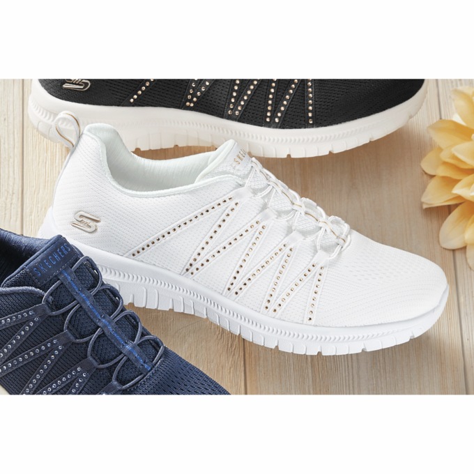 Skechers Virtue She Sparkles Slip-On Shoe with Rhinestones and No-Tie Fit, , large