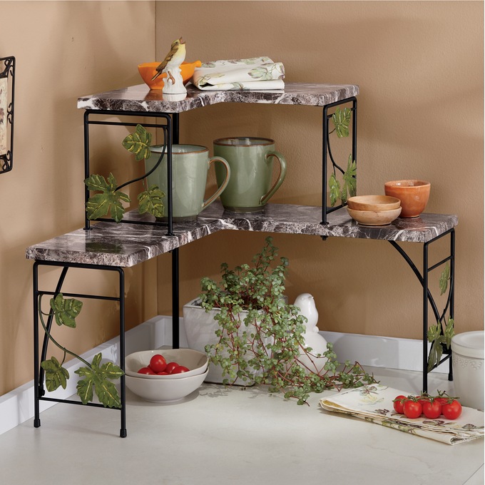 Faux-Marble Ivy Corner Shelf, , large