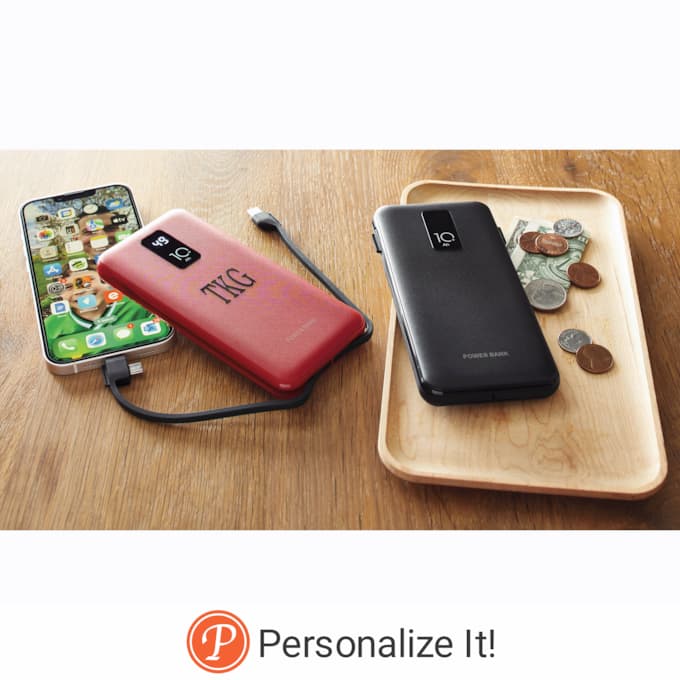 10,000mAh Portable Power Bank with Built-In USB-C, Micro USB and Lightning Cables, , large