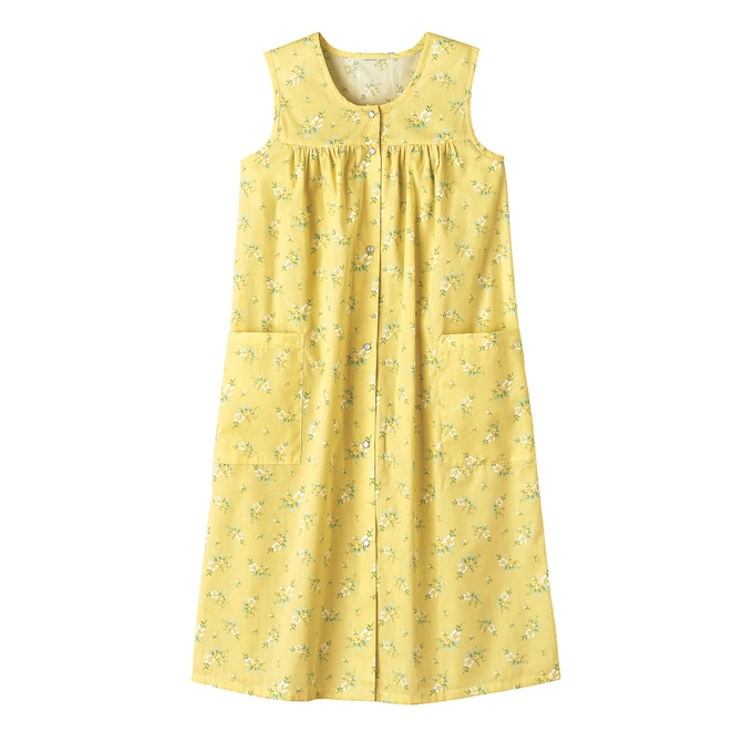 Sleeveless Woven Cotton Shift Dress with Pockets, , large