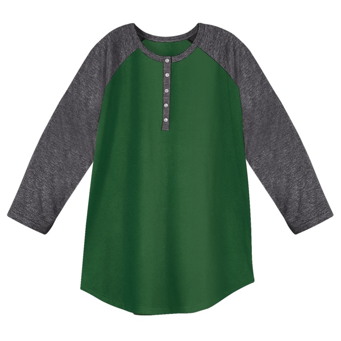 Women's Cotton Henley Baseball Top, , large