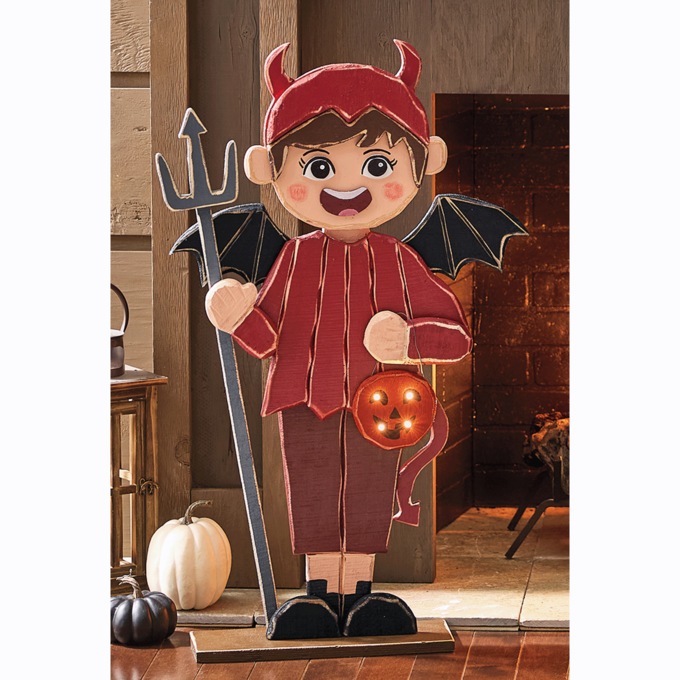 Chunky Wood Cutouts Lit Trick-Or-Treaters, , large
